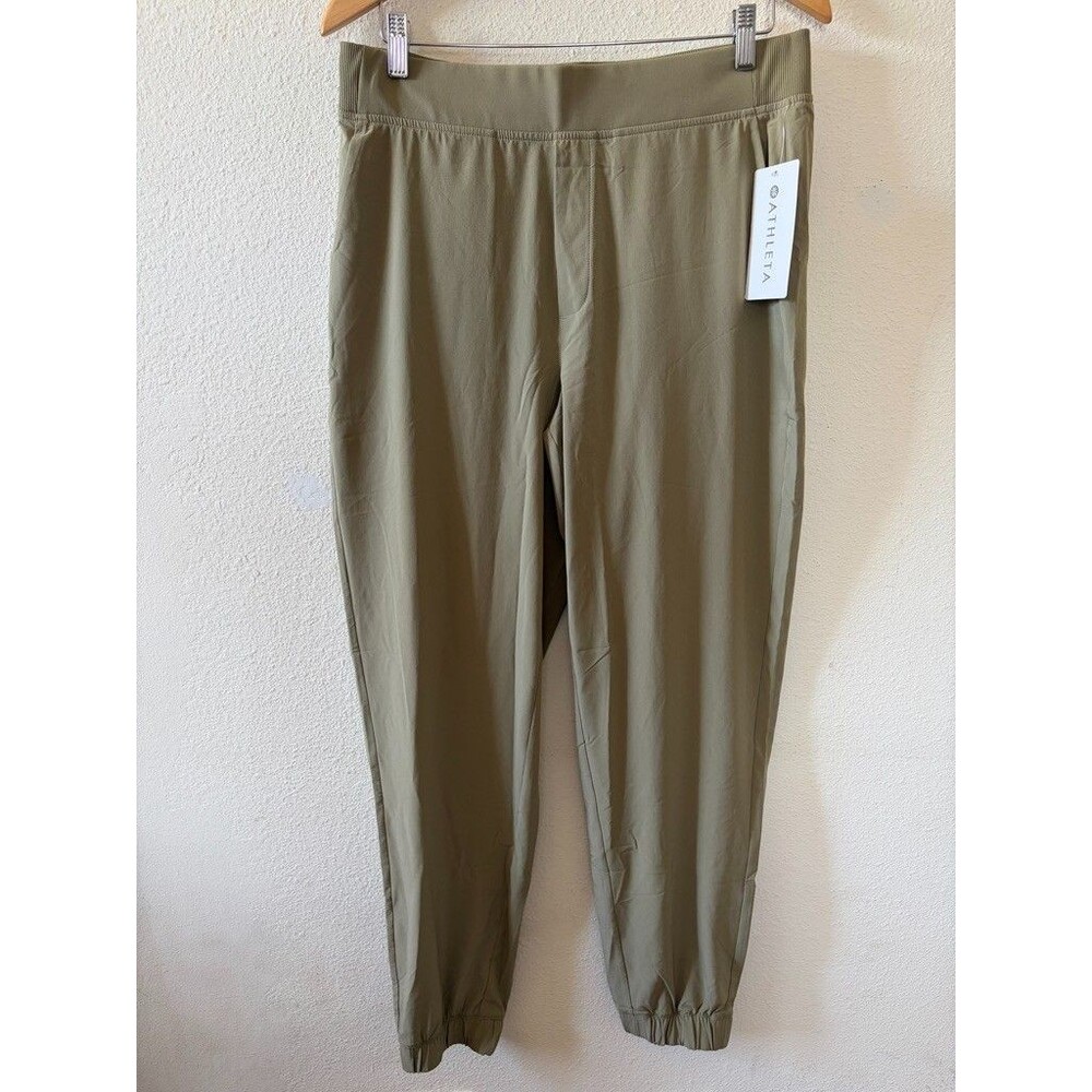 ATHLETA Brooklyn Jogger Pants Size 12 Tall Olive Green NEW Active Athleisure